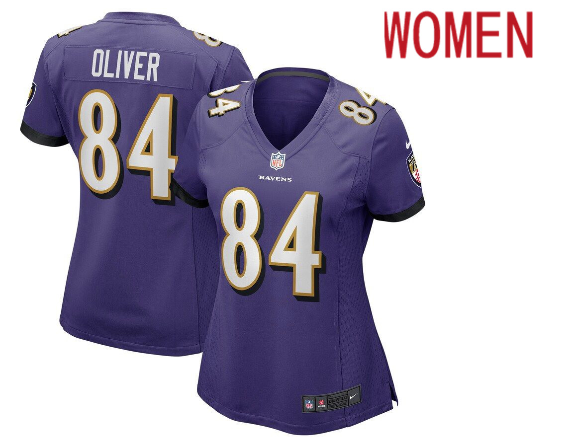 Women Baltimore Ravens 84 Josh Oliver Nike Purple Game NFL Jersey